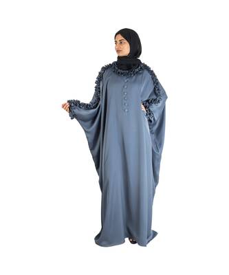 Grey plain art silk abaya 3