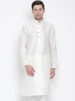 White Plain Silk Blend Men-Kurtas 2