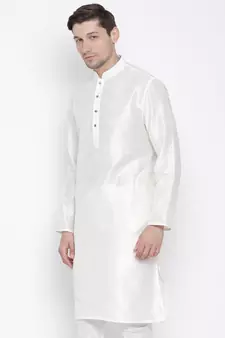 White Plain Silk Blend Men-Kurtas