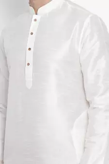 White Plain Silk Blend Men-Kurtas