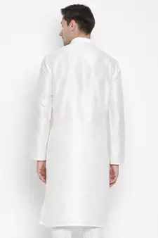 White Plain Silk Blend Men-Kurtas