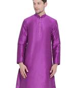 Purple Plain Silk Blend Men-Kurtas