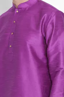 Purple Plain Silk Blend Men-Kurtas