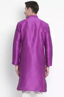 Purple Plain Silk Blend Men-Kurtas