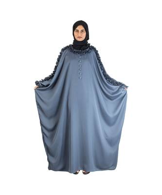 Grey plain art silk abaya 5
