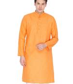 Orange Plain Linen Men-Kurtas