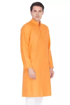 Orange Plain Linen Men-Kurtas