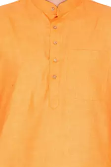 Orange Plain Linen Men-Kurtas