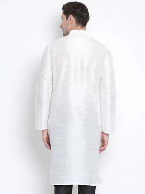 White Plain Silk Blend Men-Kurtas 5
