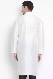 White Plain Silk Blend Men-Kurtas