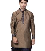 Bronze Plain Silk Blend Men-Kurtas