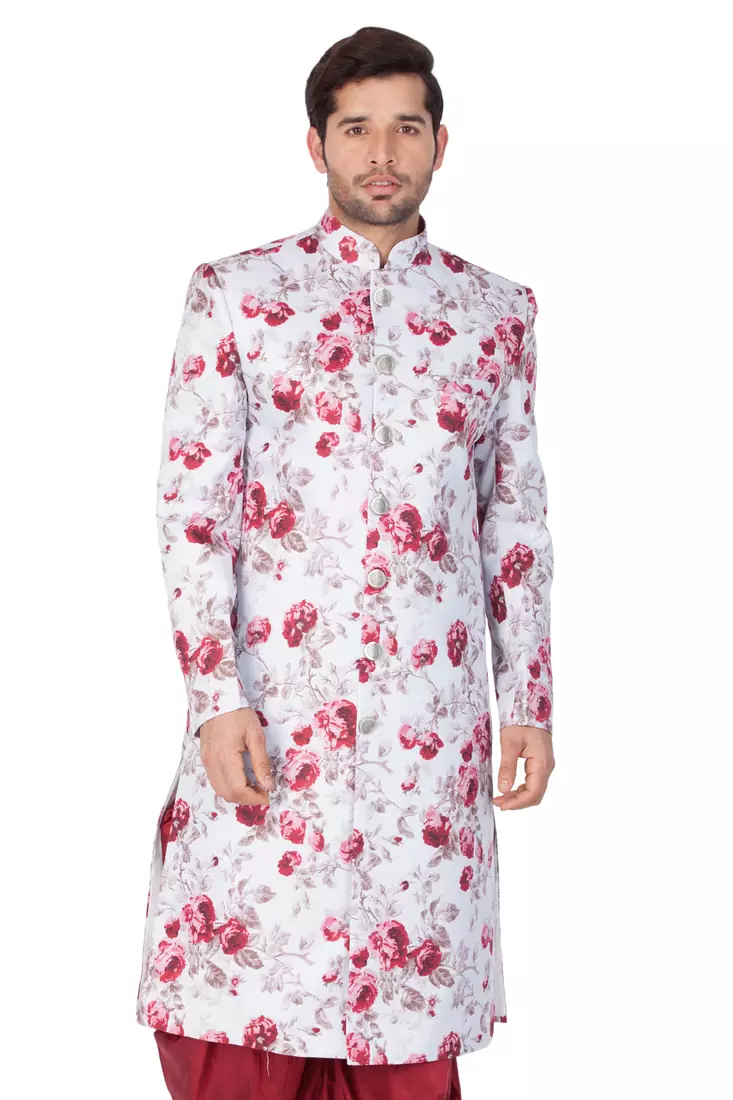 Multicolor plain blended cotton sherwani