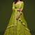 Neon Green Thread, Zari, Dori, and Sequins Embroidered Art Silk Semi Stitched Bridal Lehenga