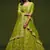 Neon Green Thread, Zari, Dori, and Sequins Embroidered Art Silk Semi Stitched Bridal Lehenga