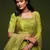 Neon Green Thread, Zari, Dori, and Sequins Embroidered Art Silk Semi Stitched Bridal Lehenga