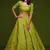 Neon Green Thread, Zari, Dori, and Sequins Embroidered Art Silk Semi Stitched Bridal Lehenga