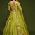 Neon Green Thread, Zari, Dori, and Sequins Embroidered Art Silk Semi Stitched Bridal Lehenga