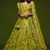 Neon Green Thread, Zari, Dori, and Sequins Embroidered Art Silk Semi Stitched Bridal Lehenga
