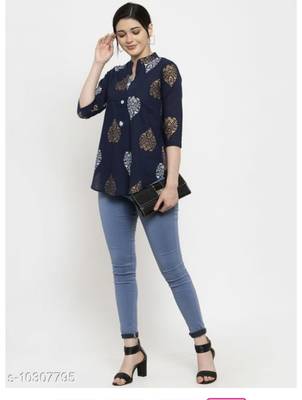 Women's Rayon Printed Multicolored 3/4th Sleves Regular Top 1