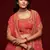 Carrot pink Thread, Zari, Dori, and Sequins Embroidered Art Silk Semi Stitched Bridal Lehenga