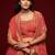 Carrot pink Thread, Zari, Dori, and Sequins Embroidered Art Silk Semi Stitched Bridal Lehenga