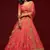 Carrot pink Thread, Zari, Dori, and Sequins Embroidered Art Silk Semi Stitched Bridal Lehenga