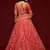 Carrot pink Thread, Zari, Dori, and Sequins Embroidered Art Silk Semi Stitched Bridal Lehenga