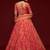 Carrot pink Thread, Zari, Dori, and Sequins Embroidered Art Silk Semi Stitched Bridal Lehenga