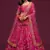 Pink Thread, Zari, Dori, and Sequins Embroidered Art Silk Semi Stitched Bridal Lehenga
