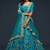 Teal blue Thread, Zari, Dori, and Sequins Embroidered Art Silk Semi Stitched Bridal Lehenga