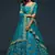Teal blue Thread, Zari, Dori, and Sequins Embroidered Art Silk Semi Stitched Bridal Lehenga