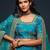 Teal blue Thread, Zari, Dori, and Sequins Embroidered Art Silk Semi Stitched Bridal Lehenga
