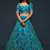Teal blue Thread, Zari, Dori, and Sequins Embroidered Art Silk Semi Stitched Bridal Lehenga