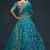 Teal blue Thread, Zari, Dori, and Sequins Embroidered Art Silk Semi Stitched Bridal Lehenga
