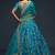 Teal blue Thread, Zari, Dori, and Sequins Embroidered Art Silk Semi Stitched Bridal Lehenga