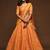 Orange Thread, Zari, Dori, and Sequins Embroidered Art Silk Semi Stitched Bridal Lehenga