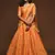 Orange Thread, Zari, Dori, and Sequins Embroidered Art Silk Semi Stitched Bridal Lehenga