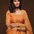Orange Thread, Zari, Dori, and Sequins Embroidered Art Silk Semi Stitched Bridal Lehenga