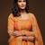 Orange Thread, Zari, Dori, and Sequins Embroidered Art Silk Semi Stitched Bridal Lehenga