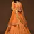 Orange Thread, Zari, Dori, and Sequins Embroidered Art Silk Semi Stitched Bridal Lehenga