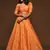 Orange Thread, Zari, Dori, and Sequins Embroidered Art Silk Semi Stitched Bridal Lehenga
