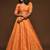 Orange Thread, Zari, Dori, and Sequins Embroidered Art Silk Semi Stitched Bridal Lehenga