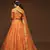 Orange Thread, Zari, Dori, and Sequins Embroidered Art Silk Semi Stitched Bridal Lehenga