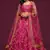 Pink Thread, Zari, Dori, and Sequins Embroidered Art Silk Semi Stitched Bridal Lehenga