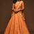 Orange Thread, Zari, Dori, and Sequins Embroidered Art Silk Semi Stitched Bridal Lehenga