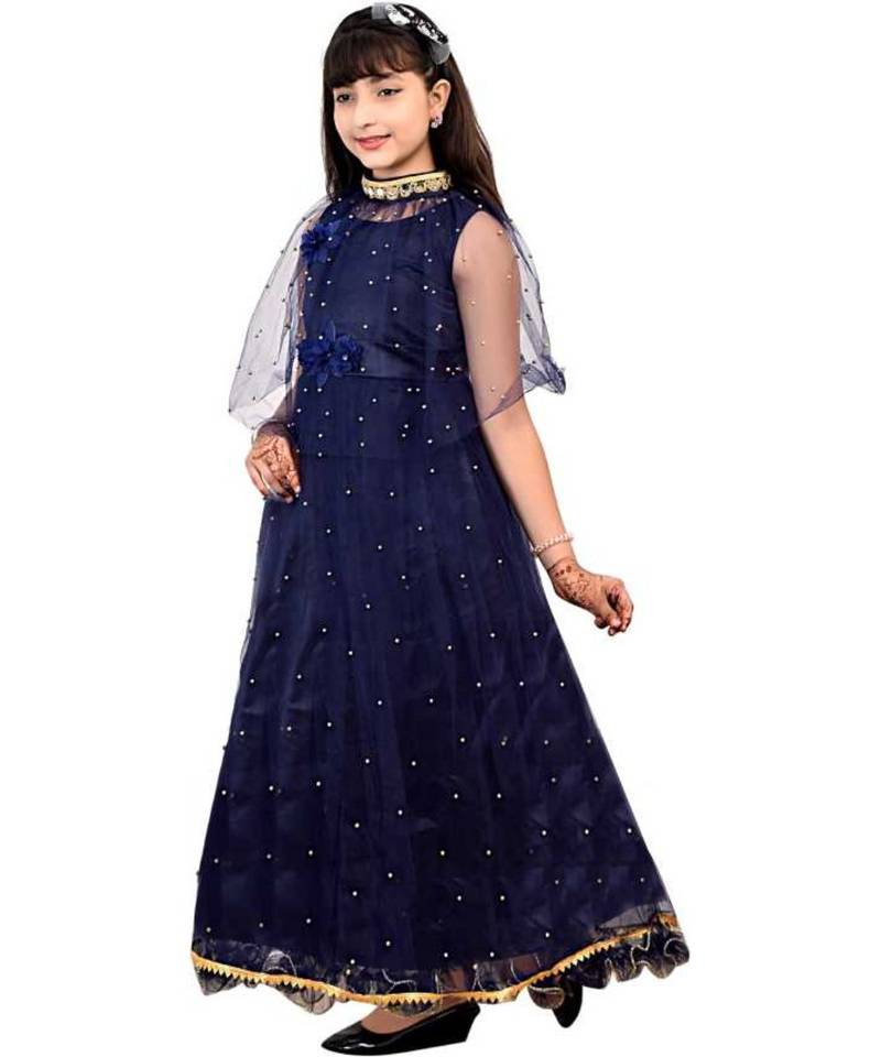 Net Semi Stitched Flared/A-line Gown