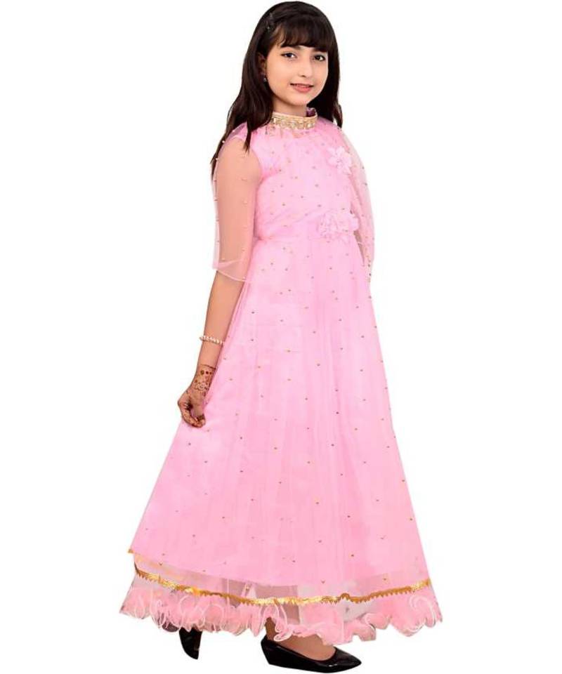 Net Semi Stitched Flared/A-line Gown