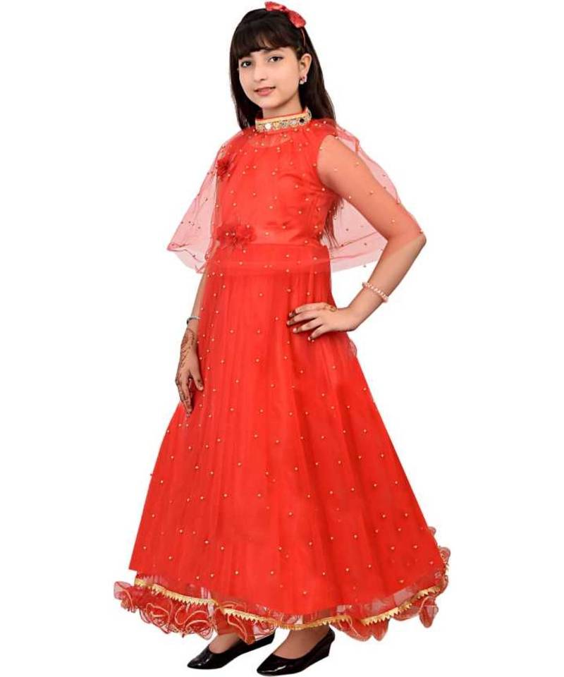 Net Semi Stitched Flared/A-line Gown