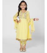Elegant Girls Yellow Anarkali and Palazzo Set with Dupatta