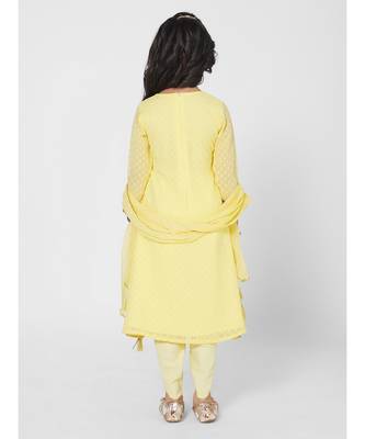 Elegant Girls Yellow Anarkali and Palazzo Set with Dupatta 3